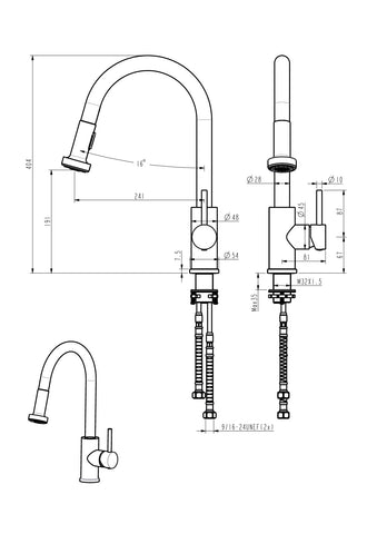 Kitchen Faucet 7857, Modern Design, PVD, Lead Free, Brass Core, Ceramic Catridge and Stainless Steel Body