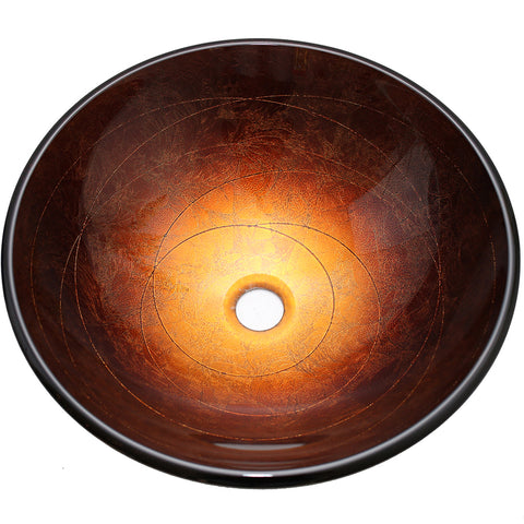 Arsumo Golden Brown Circular Glass Vessel Bathroom Sink BWY15-020